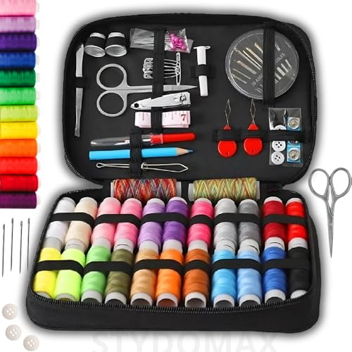 Imagem do produto Kit de Costura E Linhas Completo C/ 96 Peças, Kit Costura, Kit de Costura, Costura, Linha de Costura, Agulha de Costura, Costura Acessórios, Para Reparo Com Estojo Preto