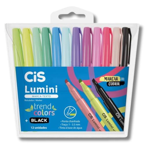 Imagem do produto Marca Texto CIS Lumini Trend Colors Estojo com 12 cores