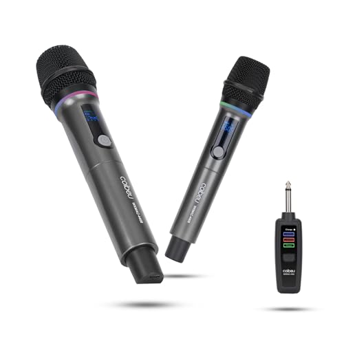 Imagem do produto Microfone Sem Fio Duplo RGB, Microfone Karaoke UHF, Microfone Dinamico, Microfone de Mão Profissional para Festas, Eventos, Aulas, Palestras, Lgreja, Desempenho, Entretenimento Familiar, MAC4406