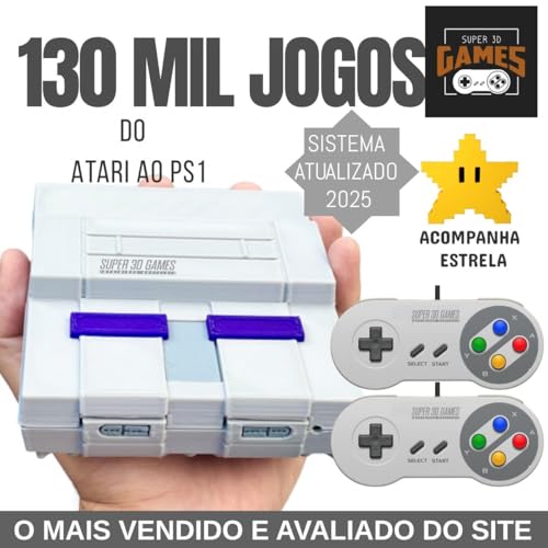 Imagem do produto Mini Console Retro Gamer Super Nintendo com 130 mil Jogos Mais 2 Controles Super 3D Games