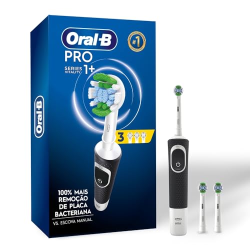 Imagem do produto Oral-B PRO Series 1+, Escova de Dentes Elétrica, Cabeça Redonda, Cabo Ergonômico, 3 refis Precision Clean, Preta
