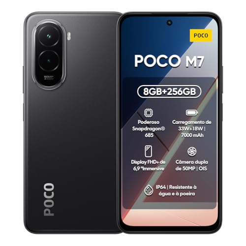 POCO M7 256GB ROM Smartphone Pantalla Poderoso Snapdragon ® 685 AMOLED Display FHD+ de 120Hz de 6.9" 50MP Bateria 7000mAh (BLACK, 8+256)