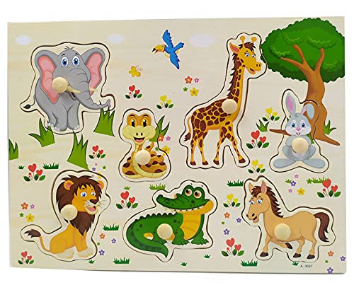 Imagem do produto Quebra Cabeça Animais Infantil Madeira Com Pinos