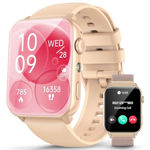 Imagem do produto Smartwatch Feminino 1.91' com Luz LED - Tela Full Touch, 100+ Modos Esportivos, Chamadas Bluetooth, Assistente de Voz, Compatível iOS/Android, 2 Pulseiras (Rosa)
