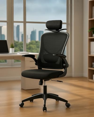 Imagem do produto U-STAR Cadeira de Escritório Presidente Ergonômica Cabide Mesh Respirável Ajuste Lombar Preta