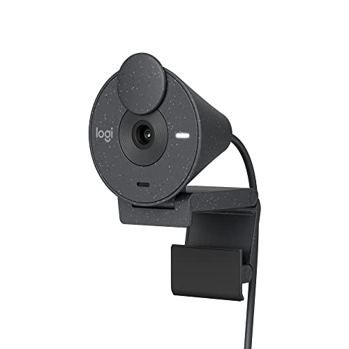 Imagem do produto Webcam Full HD Logitech Brio 300 com Microfone com Redução de Ruído, Proteção de Privacidade, Correção Automática de Luz e Conexão USB-C- Grafite