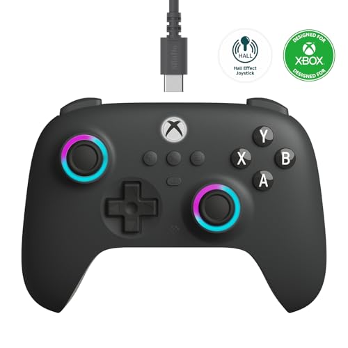 Imagem do produto 8Bitdo Ultimate C Wired Controller for Xbox with Hall Effect Joysticks and Triggers, RGB Lighting Fire Ring, Compatible with Xbox Series X|S, Xbox One, Windows 10/11 - Officially Licensed (Dark Gray)