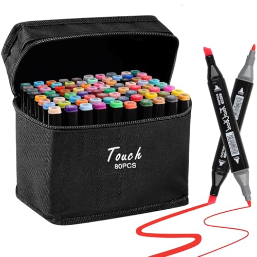 Imagem do produto Caneta Marcador Para Colorir Desenho Profissional 36, 48, 60, 80 Cores Conjunto De Canetinhas Pontas Duplas Codificados por Cores Vivas para Desenho (80)