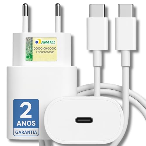 Imagem do produto Carregador Turbo 25W Compatível iPhone 16, 16 PRO, 16 PRO MAX iPhone 15 PLUS 15 PRO 15 PRO MAX, GALAXY, Todos ANDROID Entrada TIPO-C + Cabo Reforçado USB-C - Fast Power