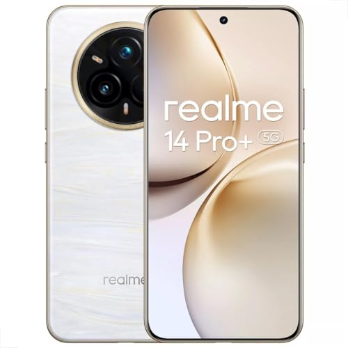 Imagem do produto Celular Realme 14 Pro+ 5G, Tela OLED 6,83' 120Hz, Dual SIM, Câmera Tripla 50MP com OIS, 256GB, 12GB Branco Pérola