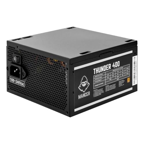 Imagem do produto Fonte Gamer Mancer Thunder | 400W | 80 Plus Bronze | PFC Ativo | Ventoinha 120mm | ATX – MCR-THR400-BL01