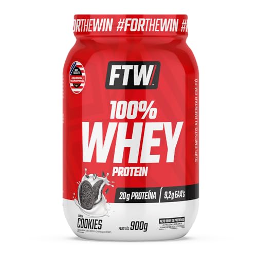 Imagem do produto FTW 100% Whey Protein Concentrado Suplemento Alimentar em Pó com Fonte de Proteína do Soro do Leite – Pote 900g (Sabor - Cookies)