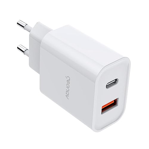 Imagem do produto Geonav Carregador Universal Ultra Rápido Duo, 1 X USB-C Power Delivery 20W, 1 X USB Quick Charge 18W, CH20PDQC, Branco