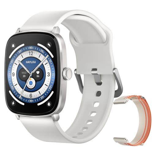 Imagem do produto HAYLOU RS5 Smartwatch,2.01'AMOLED Display Bluetooth Telefone Chamada Relógio Inteligente para Homens e Mulheres,Duas Alças,Assistente de Voz,IP68(Branco)