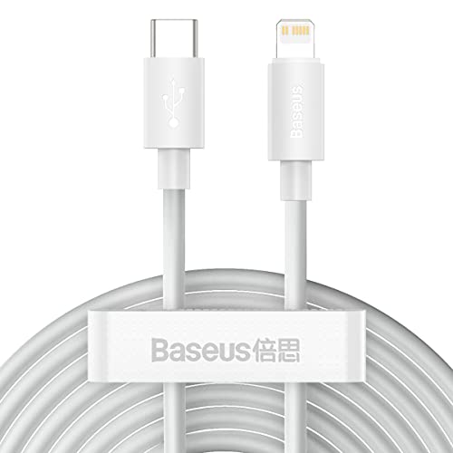 Imagem do produto Kit 2X Cabos Baseus 1,5m compatível com iPhone Ipad branco,Suporte a Carregamento e Transferência de Dados (USB C-Lightning)
