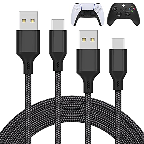 Imagem do produto MENEEA Pacote com 2 cabos de carregamento de 3 m para controle PS5/para Xbox Series X/para controle Xbox Series S, cabo USB C de substituição de nylon trançado acessórios para portas