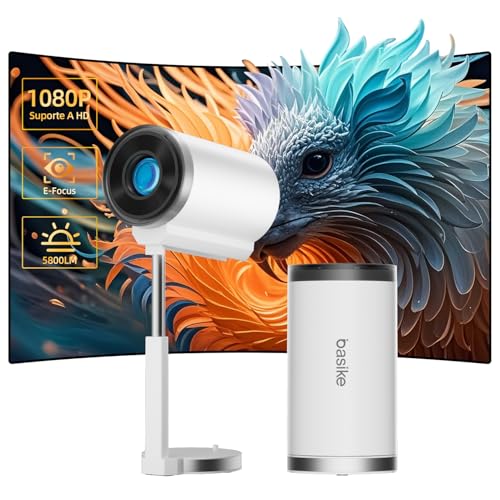 Imagem do produto Mini Projetor Portatil 1080P 4K Full HD, 5G Wifi 5 BT 5.0 Android 13, LED Projector Auto de Correcção Trapezóide Horizontal, 90°Girável Projector para Telefónico Branco