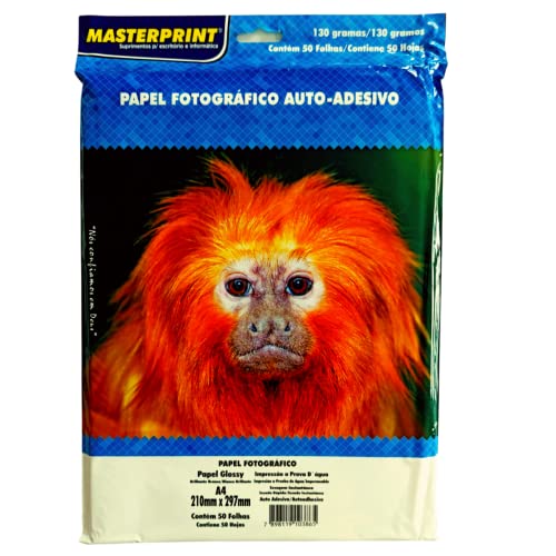 Imagem do produto Papel Fotográfico, Inkjet, A4, Glossy, Adesivo 130 g, Masterprint, 302010041, Multicor, pacote de 50