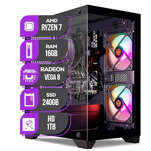 Imagem do produto PC Gamer Mancer, Ryzen 7 5700G, Vega 8, 16GB DDR4, SSD 240GB, HD 1TB, Fonte 400W 80 Plus