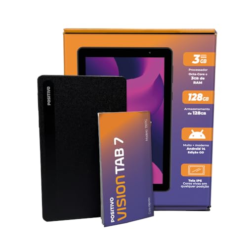 Imagem do produto Tablet Positivo Vision TAB 7 3GB RAM 128GB Octa-Core Android 14 Go Wi-Fi - Tela 7” IPS – 3100mAh – Preto