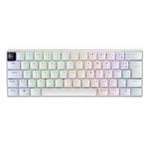 Imagem do produto Teclado Mecânico Gamer Sem Fio Logitech G PRO X 60 LIGHTSPEED com Design Ultra Compacto TKL 60%, Switch Óptico GX Tactile, RGB LIGHTSYNC, Conexão Bluetooth ou USB, Compatível com Windows - Branco
