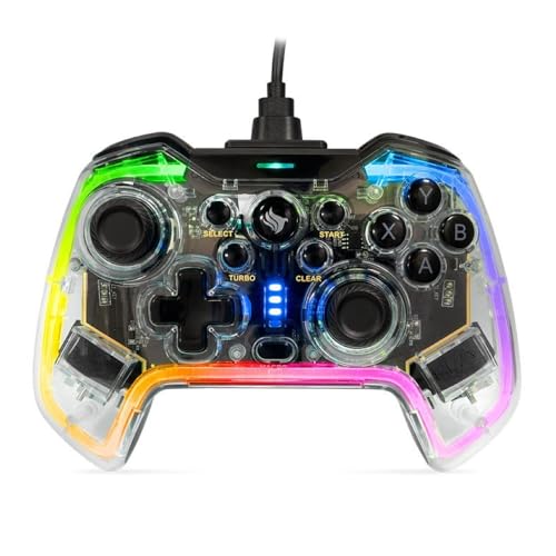 Imagem do produto Controle Gamer Pichau Glower X1 | Transparente com Neon RGB | PC/Switch / PS3 / Android | 2m | PG-GLWX-BL01