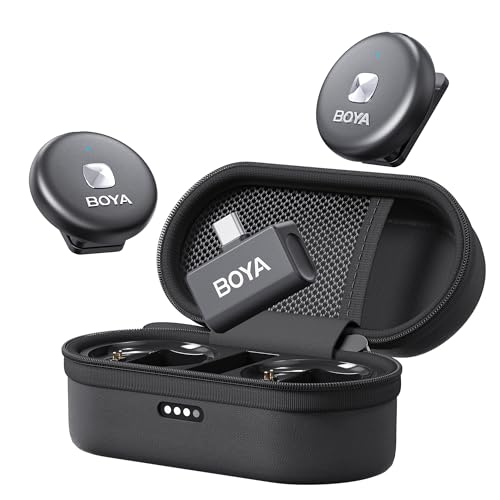Imagem do produto Microfone de lapela sem fio BOYA Omic-U para telefone Android tipo C, cancelamento de ruído, bateria de 5 horas, estojo de carregamento Zíper, Microfone de lapela sem fio USB-C
