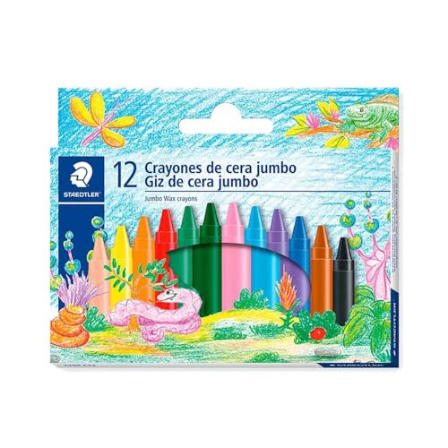 Imagem do produto STAEDTLER Giz de Cera Jumbo - 12 Cores - Traço Suave, Cores Vivas, Resistente e Não Mancha – Ideal para Crianças, com Luva de Papel e Espaço para Nome