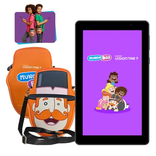 Imagem do produto Tablet Infantil Positivo Vision TAB 7 Mundo Bita - Octa-Core 3GB RAM 64GB Armazenamento, Tela 7” IPS, Bateria 3100mAh, Android 14 Go, Wi-fi - Preto - Inclui 2 itens de proteção (capa e bolsa)