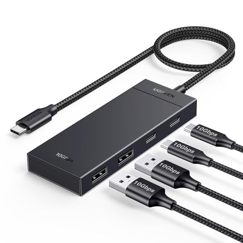 Imagem do produto UGREEN Hub USB C, Adaptador 4 em 1 com 2 USB-C 3.2 e 2 USB-A 3.2 de 10 Gbps, Divisor de 4 Portas, Compatível com MacBook Pro/Air, iPad Pro, iPhone 15/15 Pro Max, Surface, PC, Laptop e Muito Mais