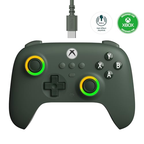 Imagem do produto 8Bitdo Ultimate C Wired Controller for Xbox with Hall Effect Joysticks and Triggers, RGB Lighting Fire Ring, Compatible with Xbox Series X|S, Xbox One, Windows 10/11- Officially Licensed (Dark Green)