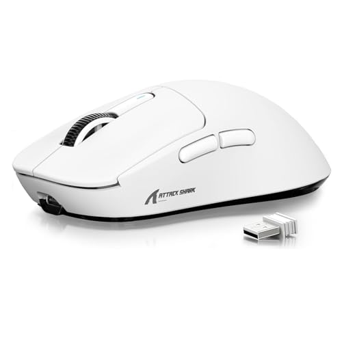 Imagem do produto ATTACK SHARK X3 Mouse SUPERLIGHT 49g,sensor de jogo PixArt PAW3395,mouse de jogo sem fio/com fio BT/2.4G,6 DPI ajustáveis até 26000,Kailh GM8.0,mouses de escritório para Win11/Xbox/PC/Mac (branco)