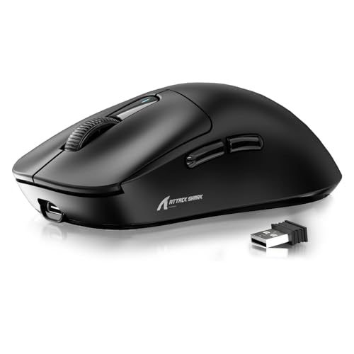 Imagem do produto ATTACK SHARK X3 Mouse SUPERLIGHT 49g,sensor de jogo PixArt PAW3395,mouse de jogo sem fio/com fio BT/2.4G,6 DPI ajustáveis até 26000,Kailh GM8.0,mouses de escritório para Win11/Xbox/PC/Mac (preto)