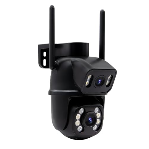 Imagem do produto Câmera IP Sem Fio de Segurança Externa HD 3MP, Câmera de Visão Noturna Infravermelha WiFi, Dupla Lente Grande Angular, IP66 à Prova D'água e à Prova de Poeira, Chamada de Voz Bidirecional, Preto