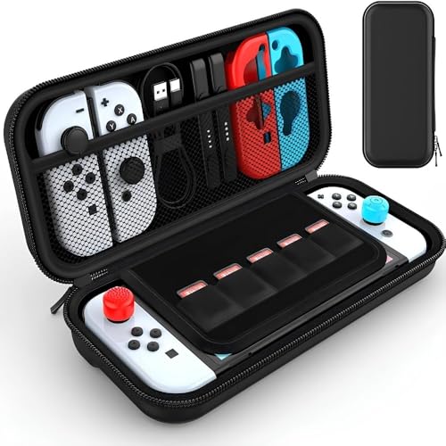 Imagem do produto Case Capa Protetora Compatível com Nintendo Switch e OLED – Estojo Rígido, Compacto, à Prova d'Água, Bolsa com Alça, Espaço para Jogos, Acessórios e Cabo – Preto