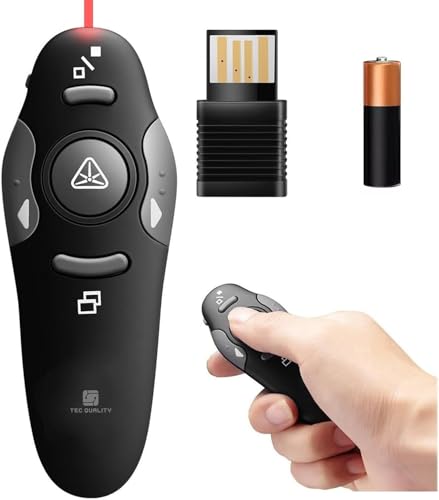 Imagem do produto Controle Premium COM PILHA INCLUSA Apresentador Slide Laser Sem Fio, PowerPoint, Caneta Passador Slides, USB, Ideal Aula, Palestra, Reunião, Congresso, Avançador, Anatel, Preto, Plug Play