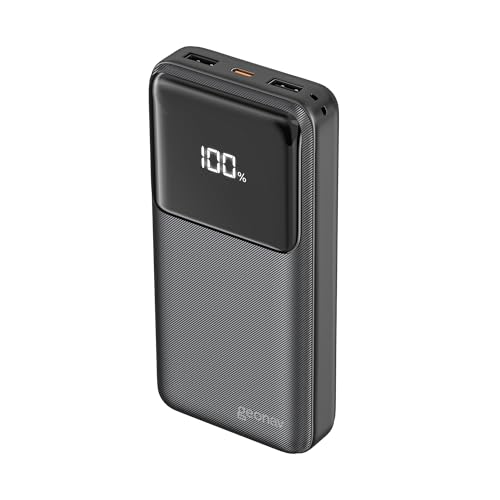 Imagem do produto Geonav Power Bank, Carregador Portátil Universal 20.000mAh, Carga rápida, 2 saídas USB-A (até 18W quick charge) e 1 USB-C (até 20W Power Delivery), Led Indicador de Bateria, PB20K20W1PBK, Preto
