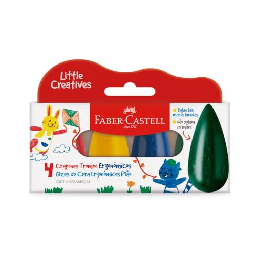 Imagem do produto Giz de Cera Little Creatives, Faber-Castell, Pião, Grosso, Infantil, Pré-escola, 4 Cores