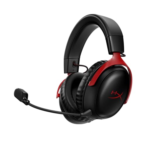 Imagem do produto Headset Wireless HyperX Cloud III - Gamer para PC, PS5, PS4, Bateria de até 120h, 2,4 GHz, Drivers 53mm, Espuma Viscoelástica, Estrutura Durável, Microfone 10mm, Vermelho e Preto (77Z46AA)
