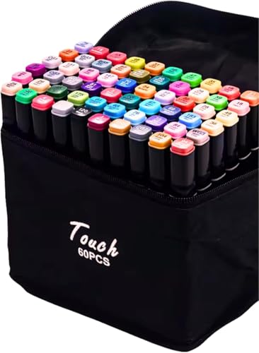 Imagem do produto Kit de 60 Canetas Marcador Permanente Ponta Dupla Touch Coloridas para Desenho Profissional Escolar Infantil com Estojo Organizador Base Artista Canetinhas Hidrográficas Alcool Caneta para Colorir