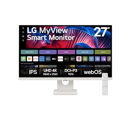Imagem do produto Monitor LG MyView Smart - Tela IPS 27', WebOS, ThinQ Home, Air Play, Screen Share, Bluetooth, – 27SR73U-W