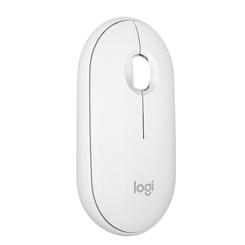 Imagem do produto Mouse sem fio Logitech Pebble 2 M350s com Clique Silencioso, Design Slim Ambidestro, Conexão Bluetooth e Pilha Inclusa - Branco