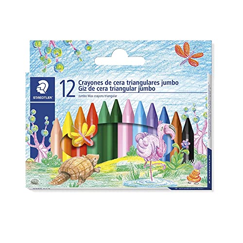 Imagem do produto STAEDTLER Giz de Cera Triangular Jumbo 12 Cores - 2289 C12 PE - Traço Suave, Cores Vivas, Resistente e Não Mancha – Formato Ergonômico Ideal para Crianças