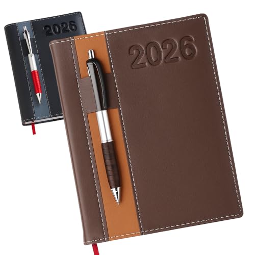 Imagem do produto Agenda 2026 Diária | Planner Executivo Capa Dura em Couro Sintético | Caderno de Anotações Profissional A5 para Trabalho e Organização (Marrom)