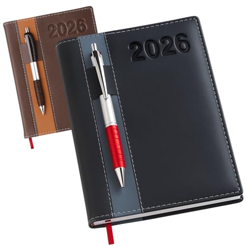 Imagem do produto Agenda 2026 Diária | Planner Executivo Capa Dura em Couro Sintético | Caderno de Anotações Profissional A5 para Trabalho e Organização (Preto)