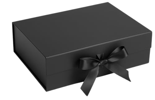 Imagem do produto Caixa De Presente Premium Rígida Com Trava Magnética e Laço de Cetim (Preta, 28x20x9cm)