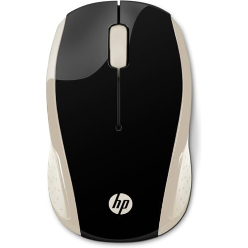 Imagem do produto Mouse sem Fio HP 200 Oman - com Sensor Óptico de até 1000 DPI, Ambidestro, Conexão Wireless com Receptor Nano de 2.4GHz e até 10 m de Distância, Dourado (2HU83AA)