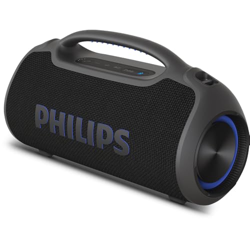 Imagem do produto PHILIPS, Boombeat, Caixa de Som Bluetooth Boombox, TAX400B/00, USB, Auxiliar, TWS, USB Powerbank, Entrada para Microfone, Resistente a Água e Poeira, com Alça para Transporte
