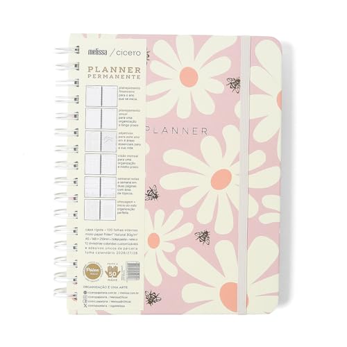 Imagem do produto PLANNER PERMANENTE WIRE-O MELISSA SEMANAL NOTAS A5 PINK BLOOMY