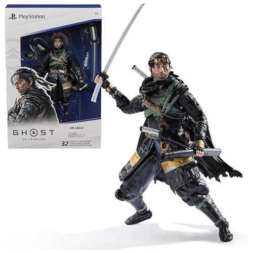 Imagem do produto PlayStation, Ghost of Tsushima, 6” Jin Sakai Samurai Action Figure & 2 Accessories, The Shapes Collection, for PS5 Fans & Collectors Ages 17+